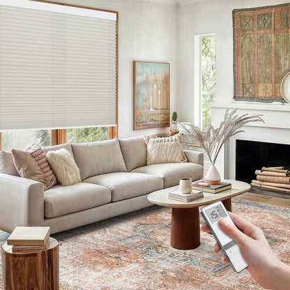 Sunelo Noise-Reducing, Light Filtering Motorized Cellular Shades | Double-Cell