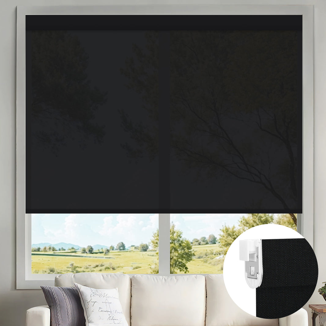 Sunelo No Drill Motorized Solar Shades, 0%/1%/3%/5% Openness For UV Protection