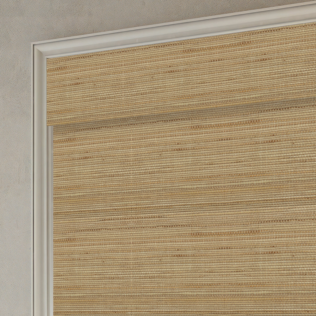Sunnelo Motorized Woven Wood Shades 50%/70%/100% Blackout - Natural Rustic