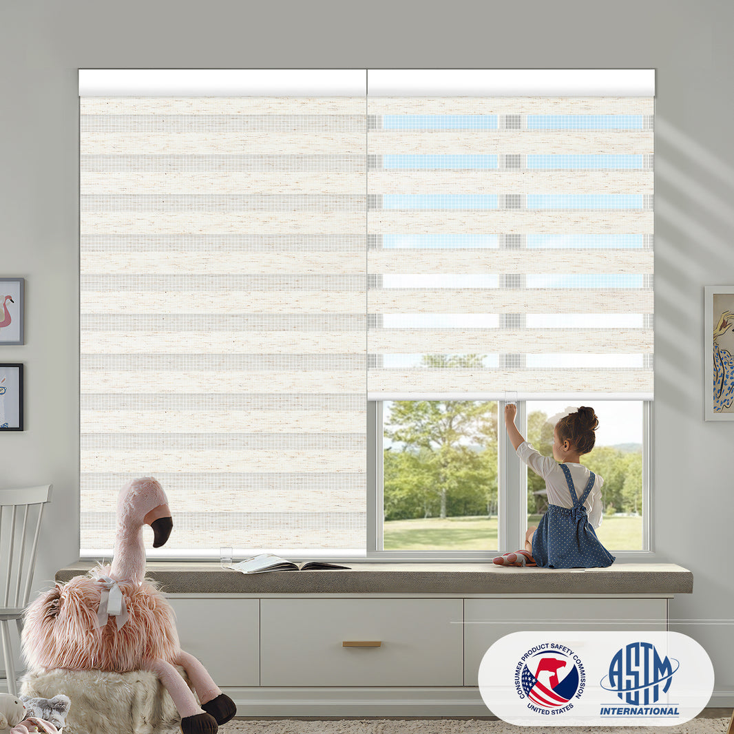 Sunelo No Drill Cordless Zebra Shades 75% Blackout - Linen