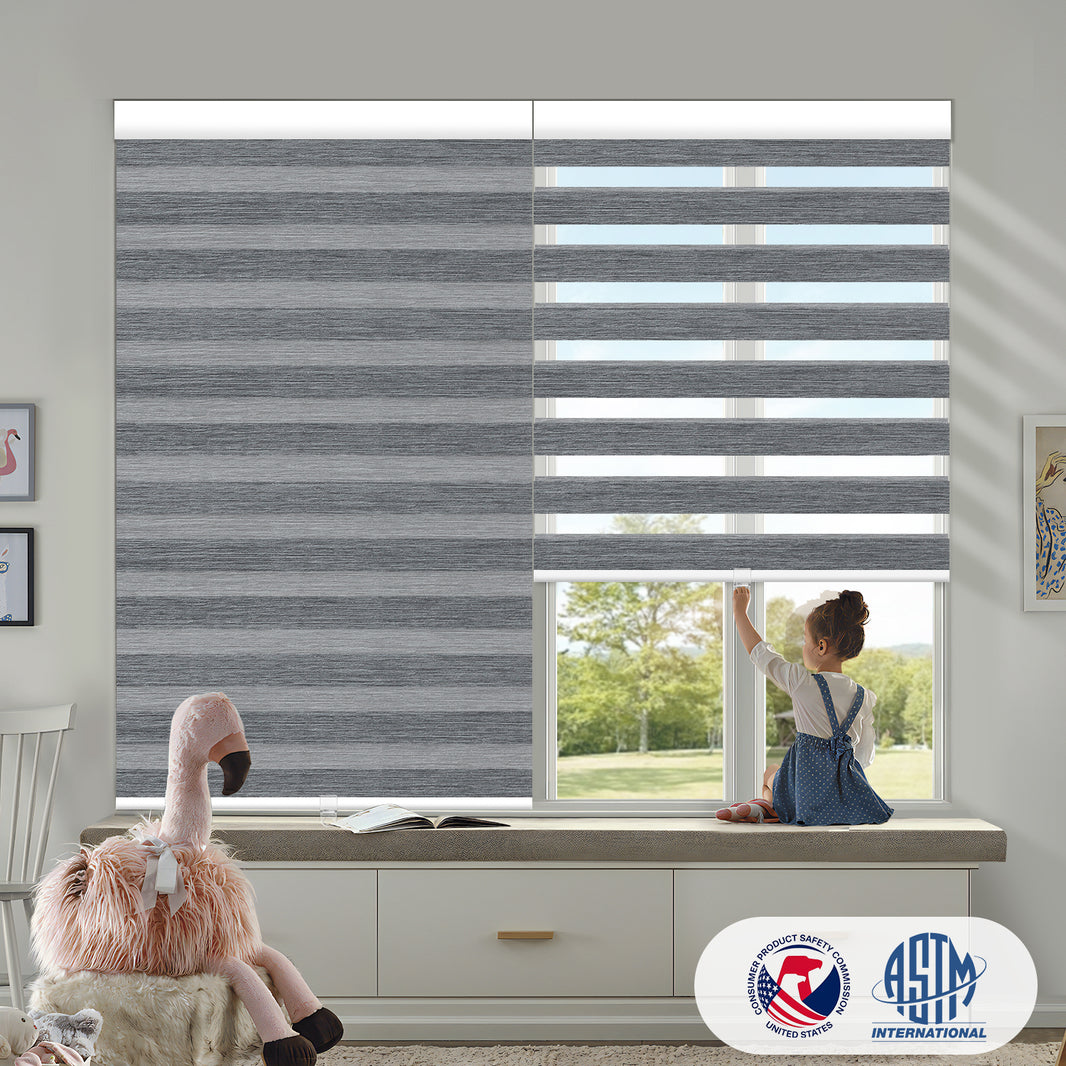Sunelo No Drill Cordless Zebra Shades 70% Blackout - Galaxy