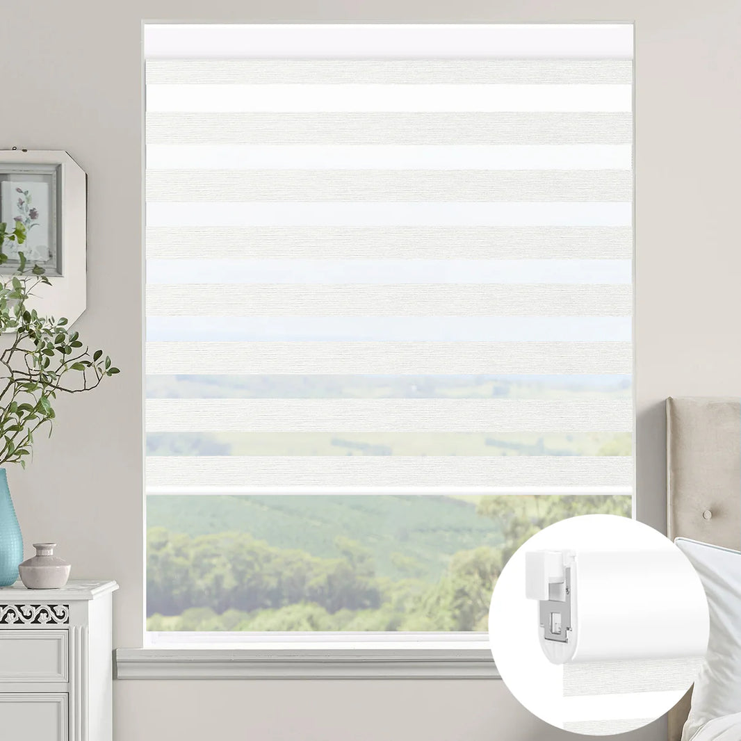 Sunelo No Drill Zebra Shades, Motorized 60/75% Blackout - Monet