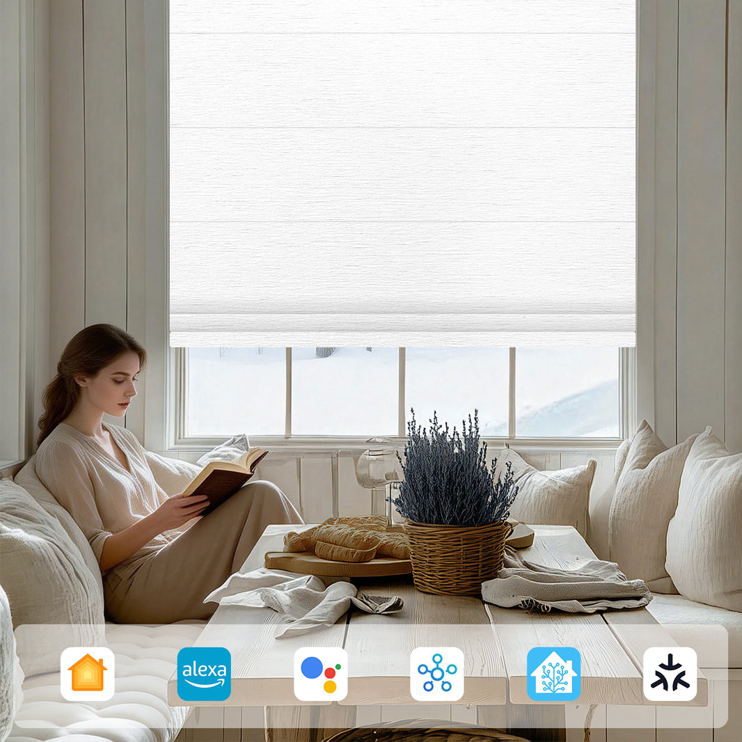 Sunelo Motorized Roman Shades 100% Blackout - Atlantic