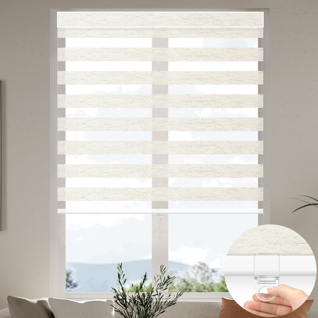 Sunelo Cordless Zebra Shades 75% Blackout - Linen