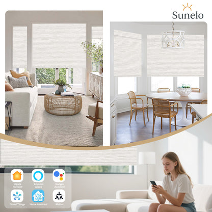 Sunelo Motorized Roller Shades 100% Blackout - Aqua Waves