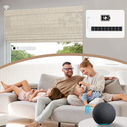 Sunelo Motorized Light Filtering Roman Shades 70% Blackout - Aurora