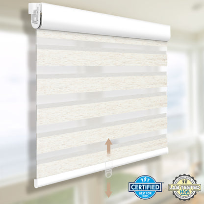 Sunelo No Drill Cordless Zebra Shades 75% Blackout - Linen
