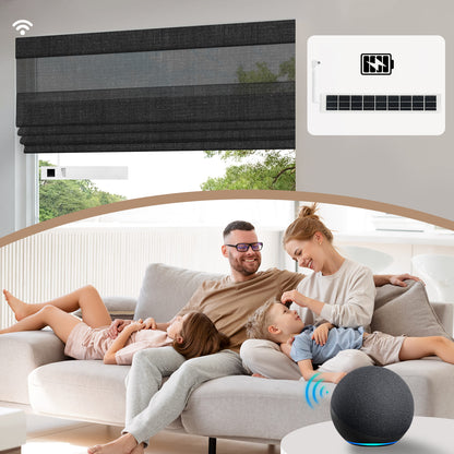 Sunelo Motorized Light Filtering Roman Shades 50% Blackout - Eclipse