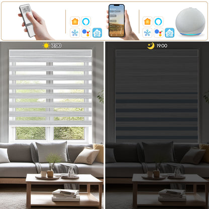 Sunelo Motorized Zebra Shades 90% Blackout - Flow