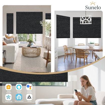 Sunelo Motorized Roller Shades 100% Blackout - Starscape