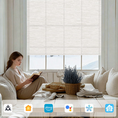 Sunelo Motorized Light Filtering Roller Shades 75% Blackout - Aqua Waves