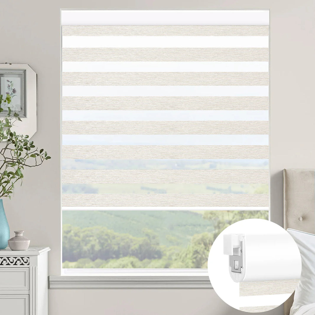 Sunelo No Drill Zebra Shades, Motorized 60/75% Blackout - Monet