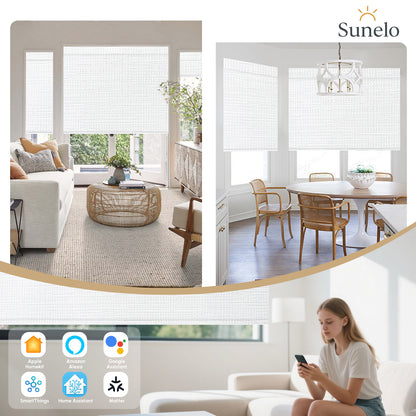 Sunelo Motorized Roller Shades 100% Blackout - Weave
