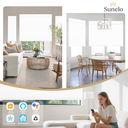 Sunelo Motorized Roller Shades 100% Blackout - Waterproof Vinyl