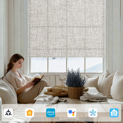 Sunelo Motorized Light Filtering Roller Shades 75% Blackout - Mist