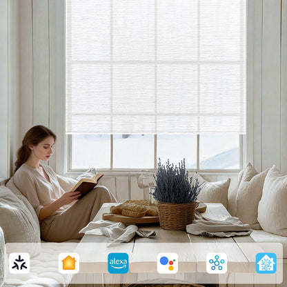 Sunelo Motorized Light Filtering Roller Shades 60% Blackout - Atlantic