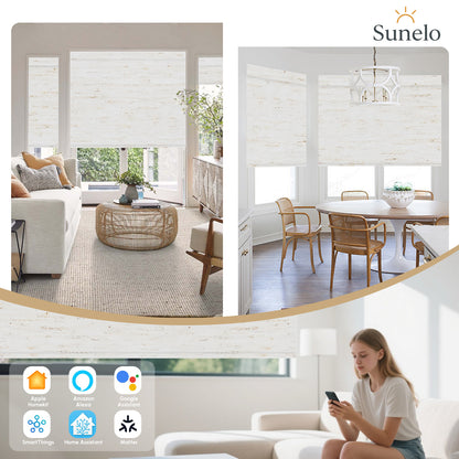 Sunelo Motorized Roller Shades 100% Blackout - Linen