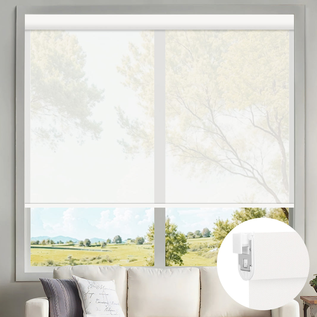 Sunelo No Drill Motorized Solar Shades, 0%/1%/3%/5% Openness For UV Protection