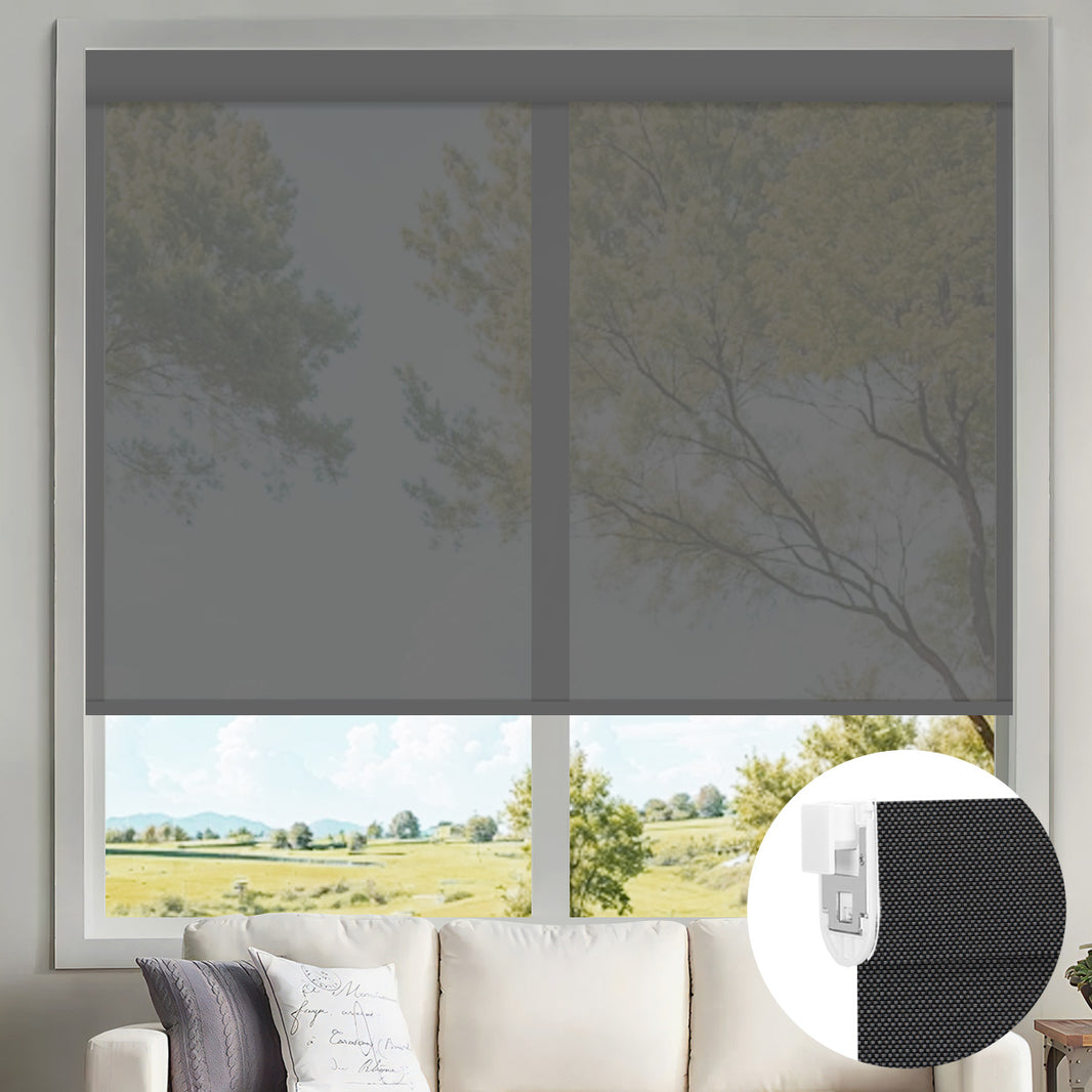 Sunelo No Drill Motorized Solar Shades, 0%/1%/3%/5% Openness For UV Protection