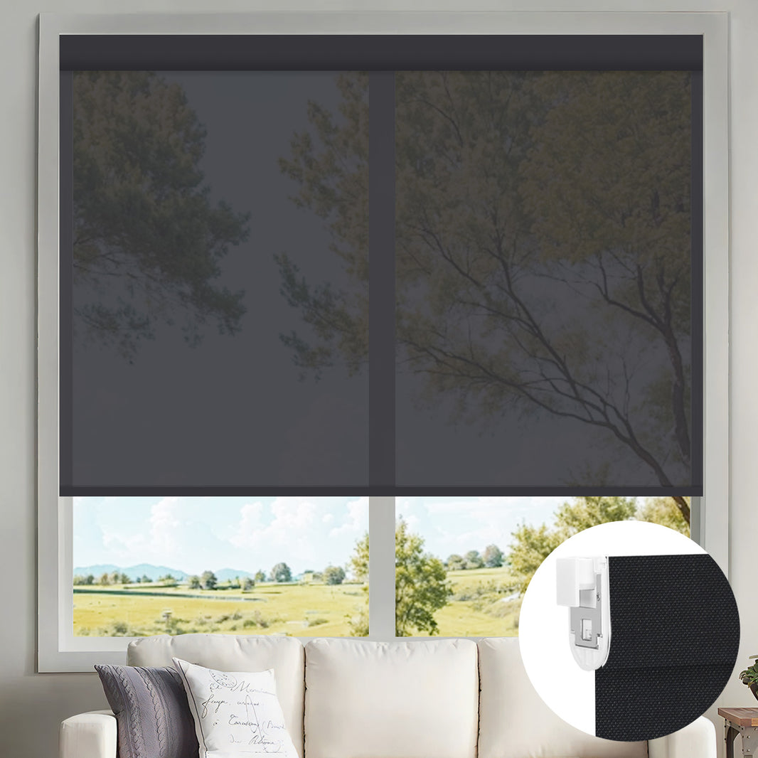 Sunelo No Drill Motorized Solar Shades, 0%/1%/3%/5% Openness For UV Protection