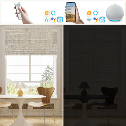 Sunelo Motorized Light Filtering Roman Shades 70% Blackout - Aurora