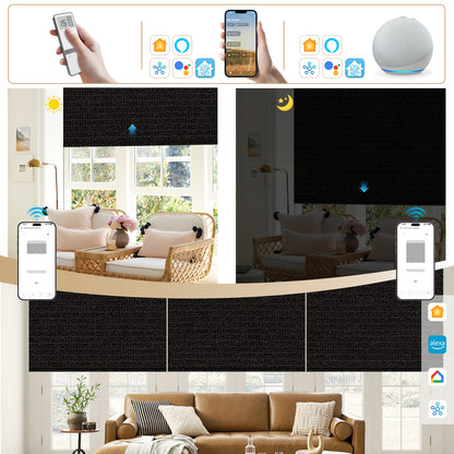 Sunelo Motorized Roller Shades 100% Blackout - Eclipse