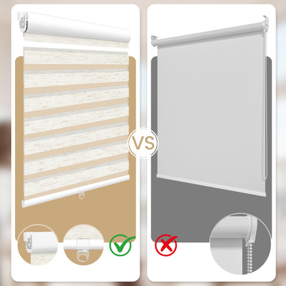Sunelo No Drill Cordless Zebra Shades 75% Blackout - Linen