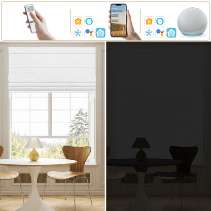 Sunelo Motorized Roman Shades 100% Blackout - Atlantic