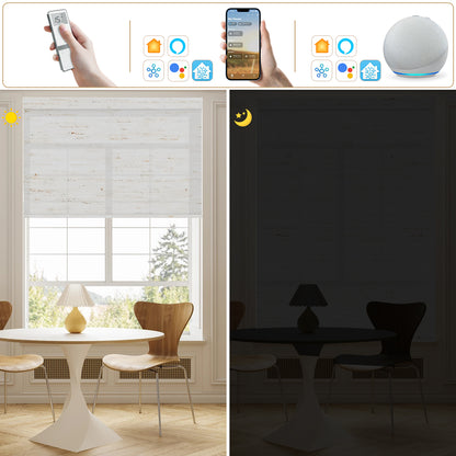 Sunelo Motorized Light Filtering Roller Shades 75% Blackout - Linen