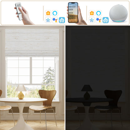 Sunelo Motorized Roman Shades 100% Blackout - Linen