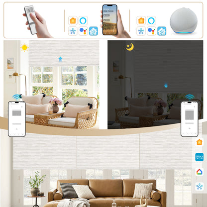 Sunelo Motorized Roller Shades 100% Blackout - Aqua Waves