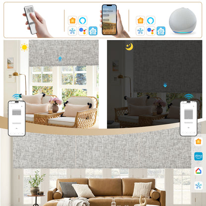 Sunelo Motorized Roller Shades 100% Blackout - Mist