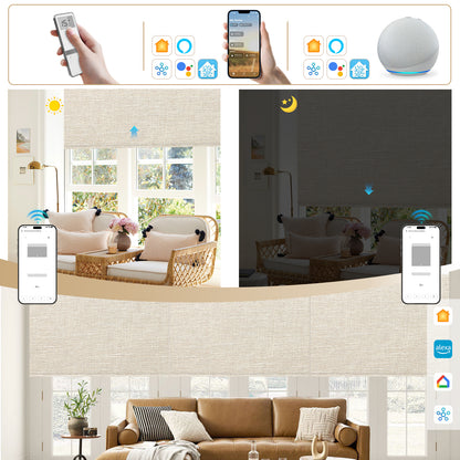 Sunelo Motorized Roller Shades 100% Blackout - Aurora