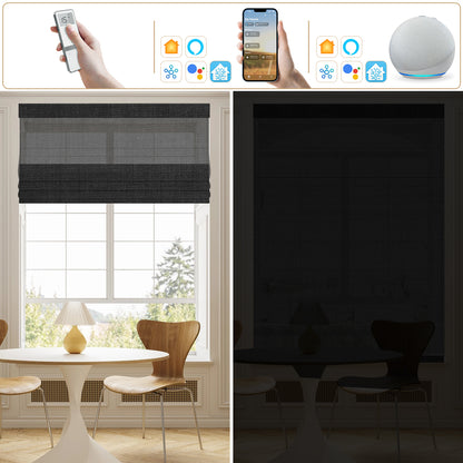 Sunelo Motorized Light Filtering Roman Shades 50% Blackout - Eclipse