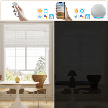 Sunelo Motorized Light Filtering Roman Shades 50% Blackout - Woven