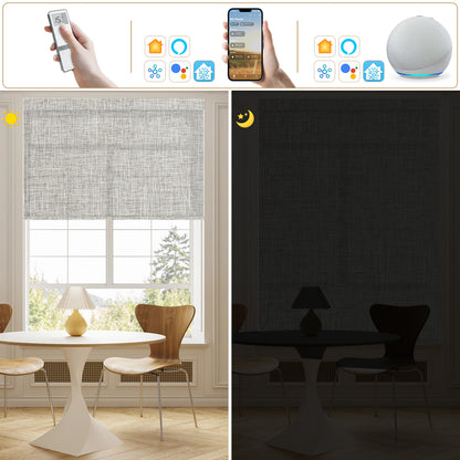 Sunelo Motorized Light Filtering Roller Shades 75% Blackout - Mist