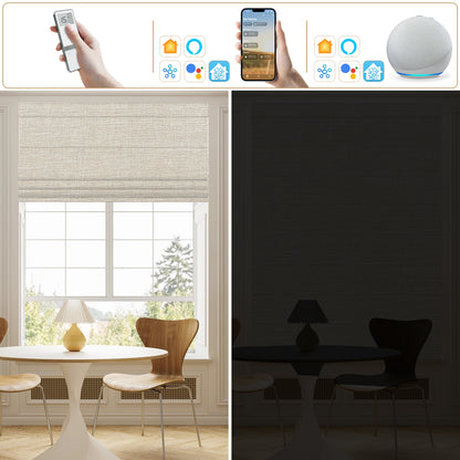 Sunelo Motorized Roman Shades 100% Blackout - Aurora