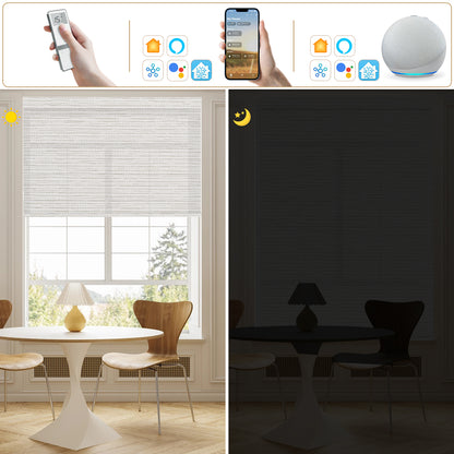 Sunelo Motorized Light Filtering Roller Shades 75% Blackout - Aqua Waves