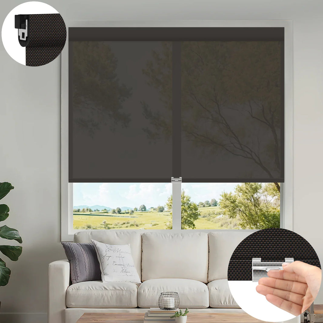 Sunelo No Drill Cordless UV Protection Solar Shades 0%/1%/3%/5% Openness