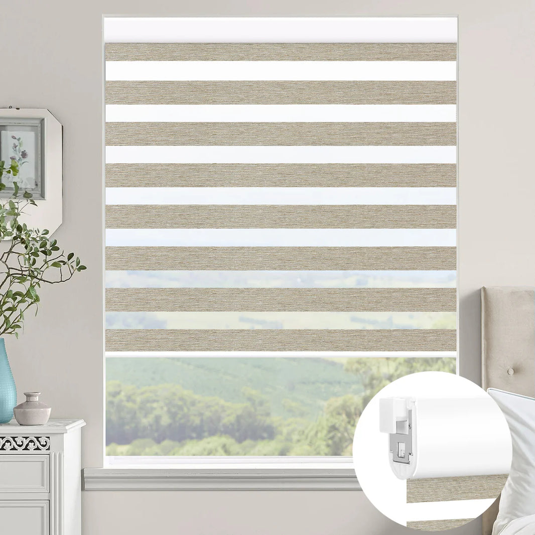 Sunelo No Drill Zebra Shades, Motorized 60/75% Blackout - Monet