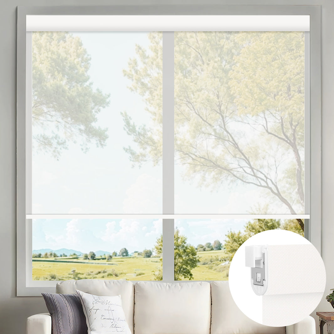 Sunelo No Drill Motorized Solar Shades, 0%/1%/3%/5% Openness For UV Protection