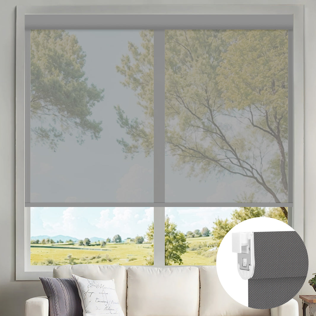 Sunelo No Drill Motorized Solar Shades, 0%/1%/3%/5% Openness For UV Protection