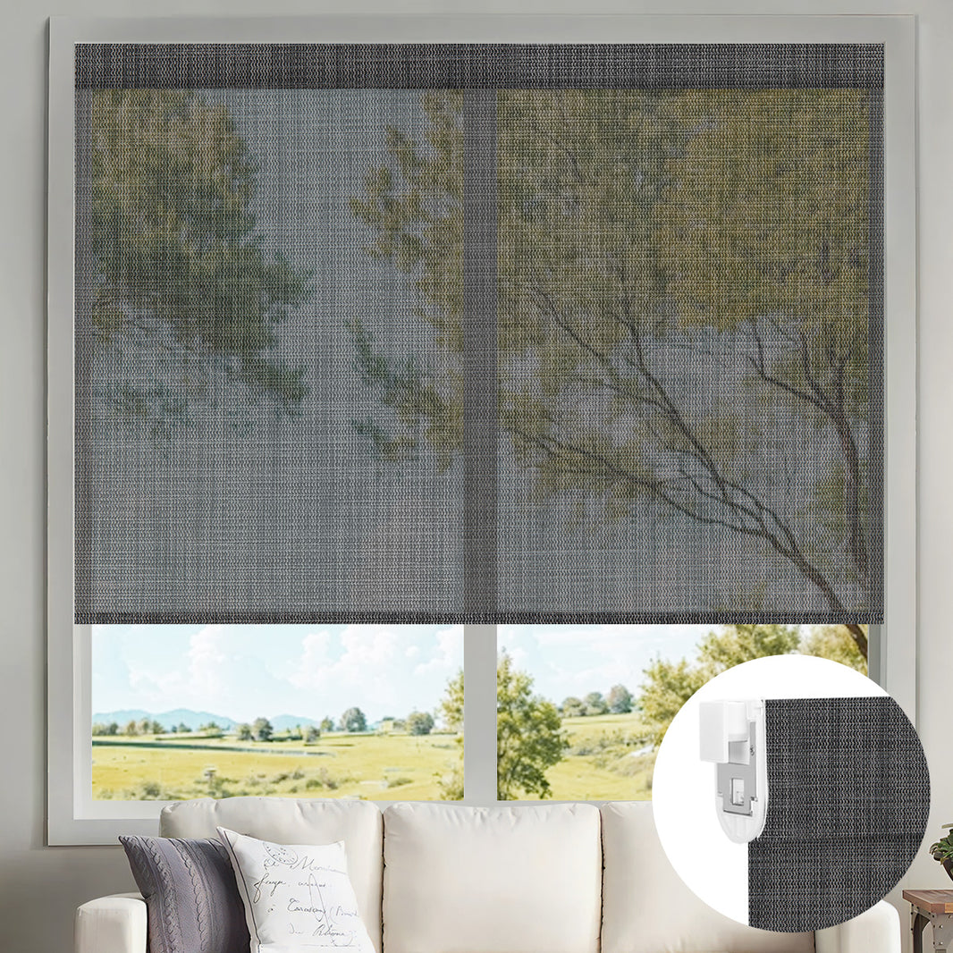 Sunelo No Drill Motorized Solar Shades, 0%/1%/3%/5% Openness For UV Protection