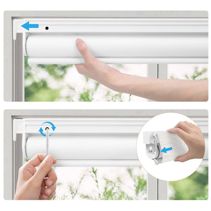 Sunelo No Drill Roller Shades, Motorized 100% Blackout - Aqua Waves