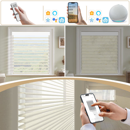 Sunelo Motorized Light Filtering Sheer Shades 75% Blackout - Linen