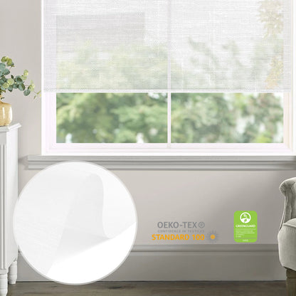 Sunelo No Drill Roller Shades, Motorized 50% Blackout Light Filtering - Sheer