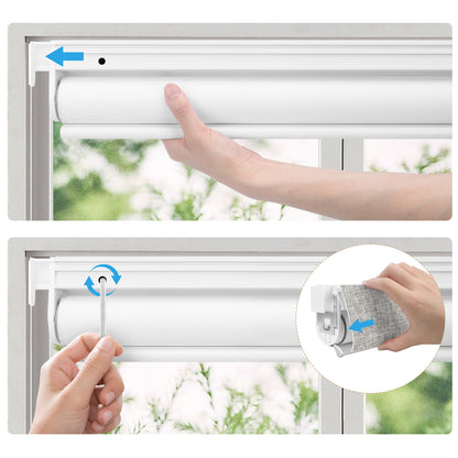 Sunelo No Drill Roller Shades, Motorized 100% Blackout - Mist