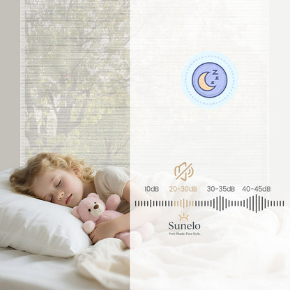 Sunelo Motorized Light Filtering Roman Shades 50% Blackout - Woven