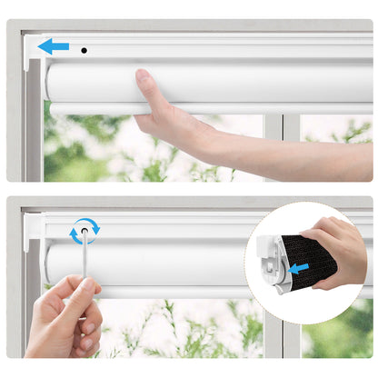 Sunelo No Drill Roller Shades,  Motorized  100% Blackout - Eclipse