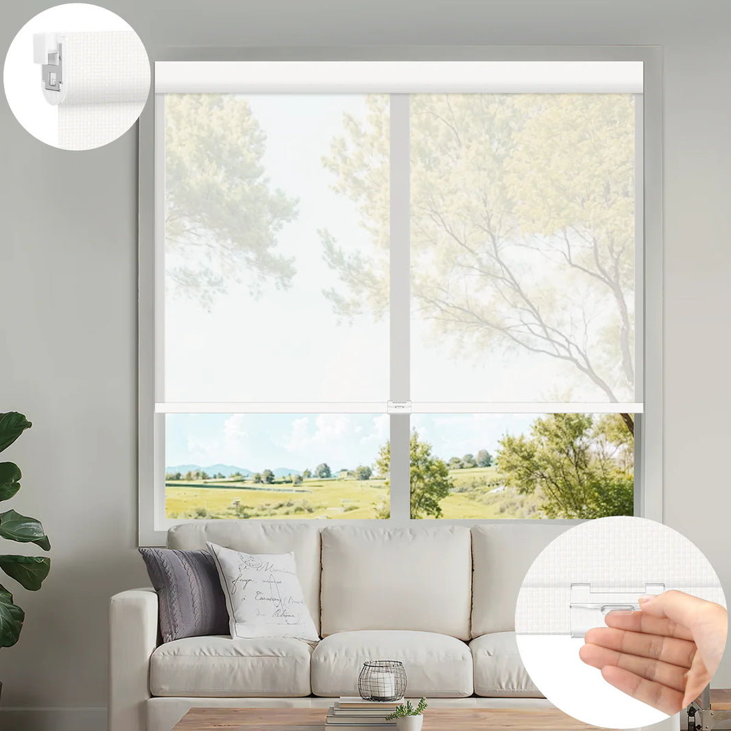 Sunelo No Drill Cordless UV Protection Solar Shades 0%/1%/3%/5% Openness